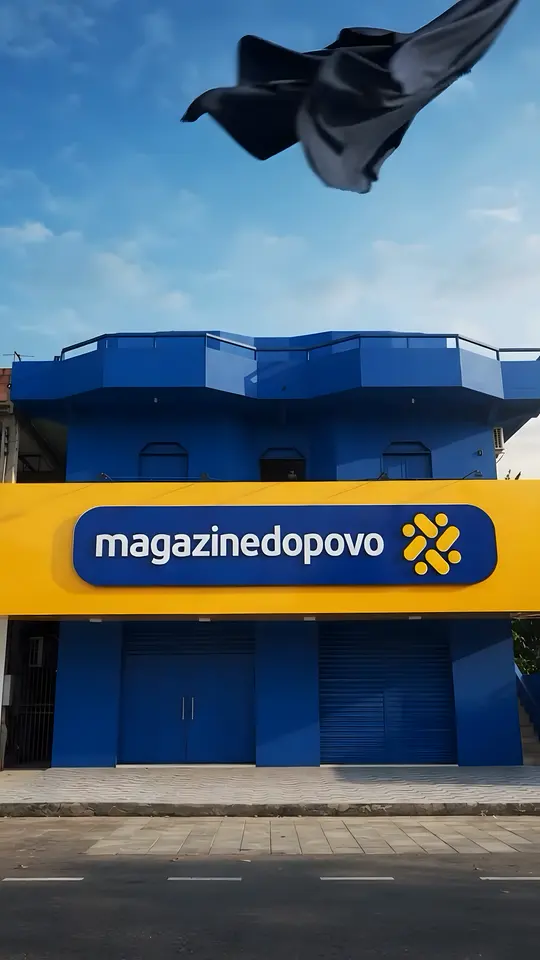 Fachada azul e amarela da loja Magazine do Povo em Borba, no Amazonas